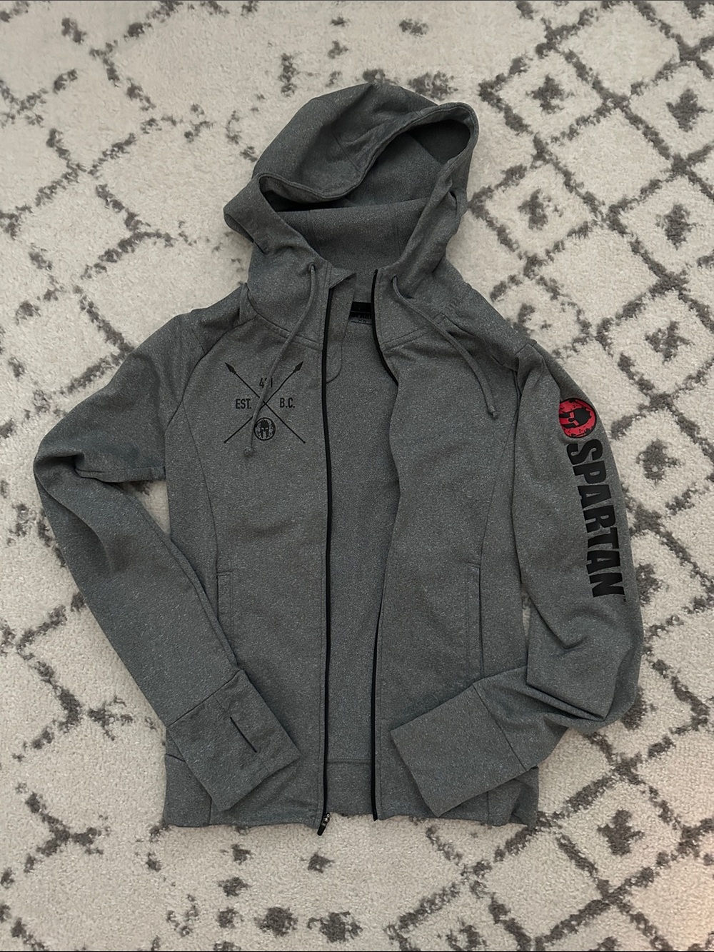 Women's Gray Hooded Spartan Zip-Up Jacket